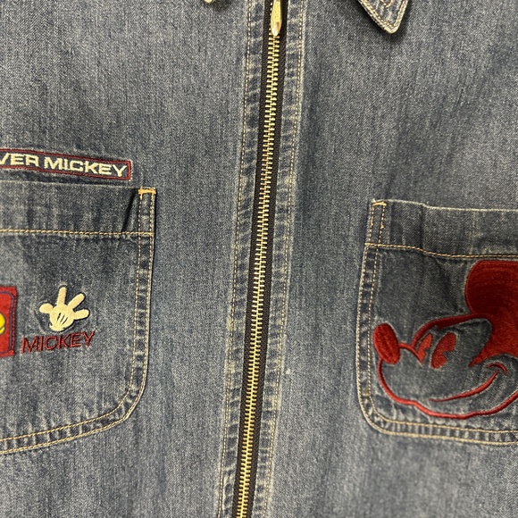 Disney Forever Mickey Embroidered Denim Zip-Up Jacket Shirt - Picture 10 of 15